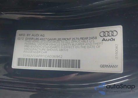 2012 Audi S5 4.2 Premium Plus from USA, damaged, VIN WAUVVAFR1CA036942